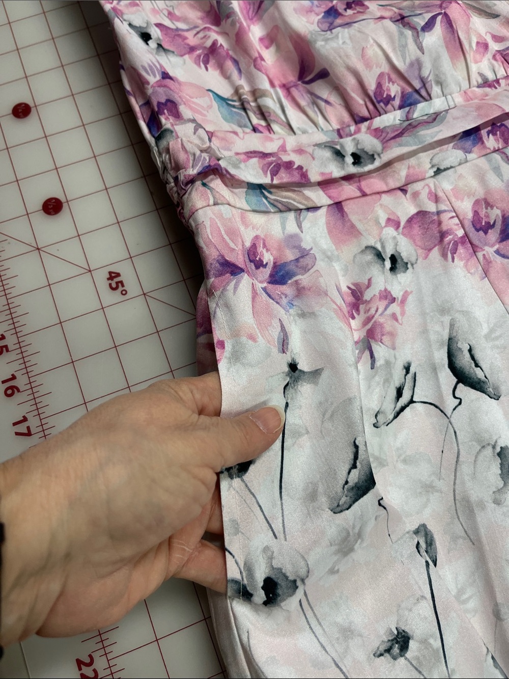 ESHAKTI Party Event Guest Pink Floral Cap SV Split V-Neck Waist Detail Dress 26W - Picture 7 of 16